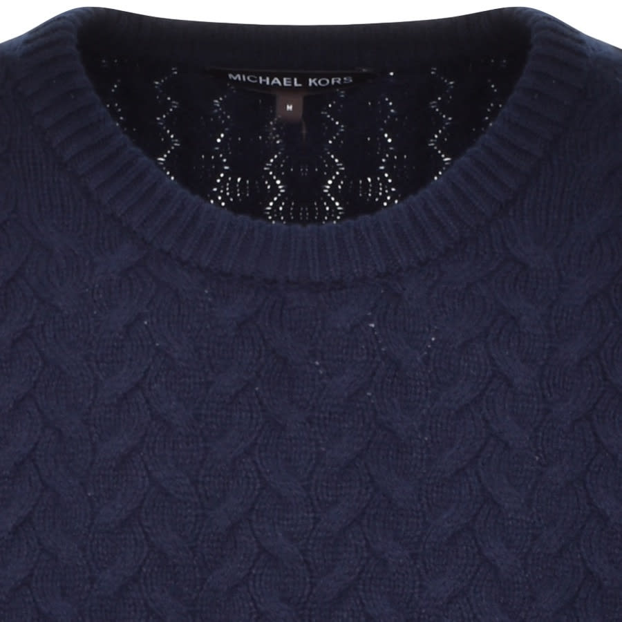 Alternative Image for ProductMichael Kors Crew Neck Cable Knit Jumper Navy3
